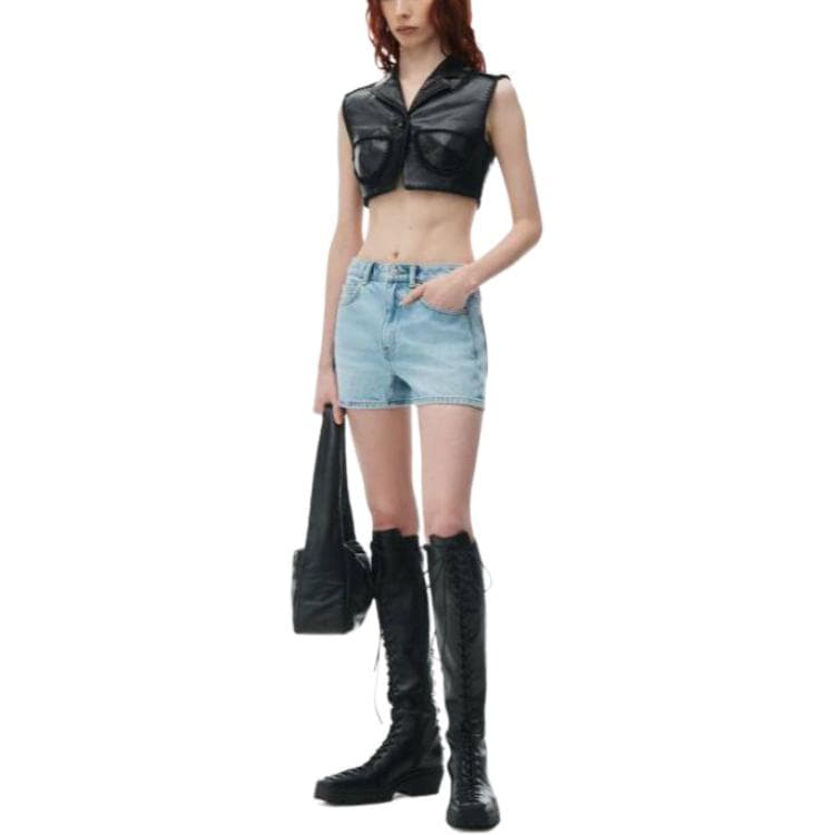 Alexander wang HIGH RISE Shorty в переработанном джинсовом стиле женские синий - изображение 2