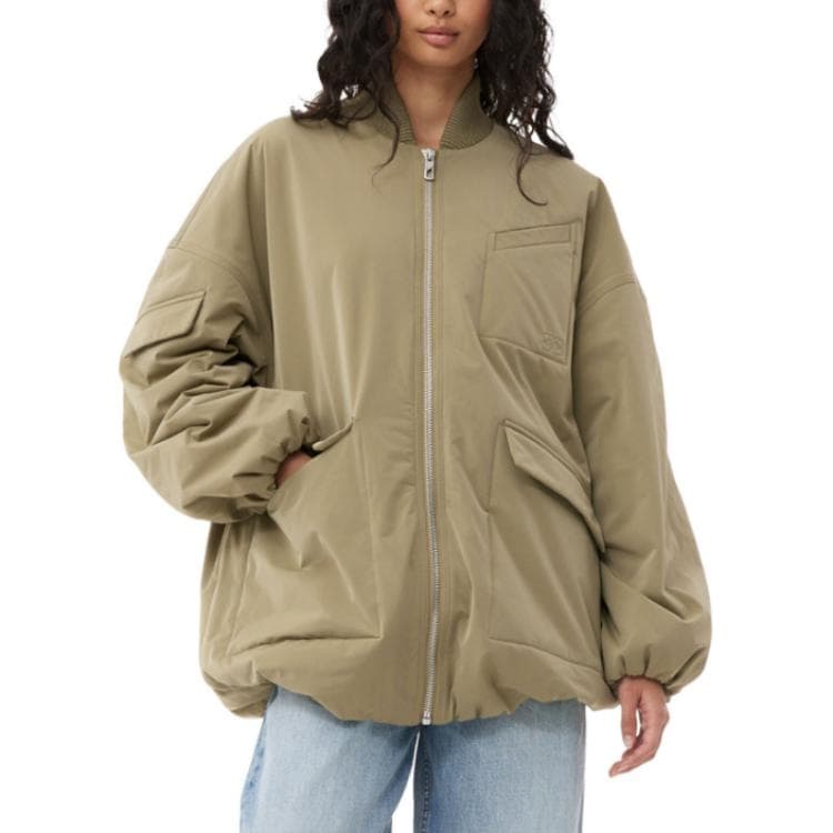 Куртка GANNI Green Light Twill Oversized Bomber Jacket - изображение 6