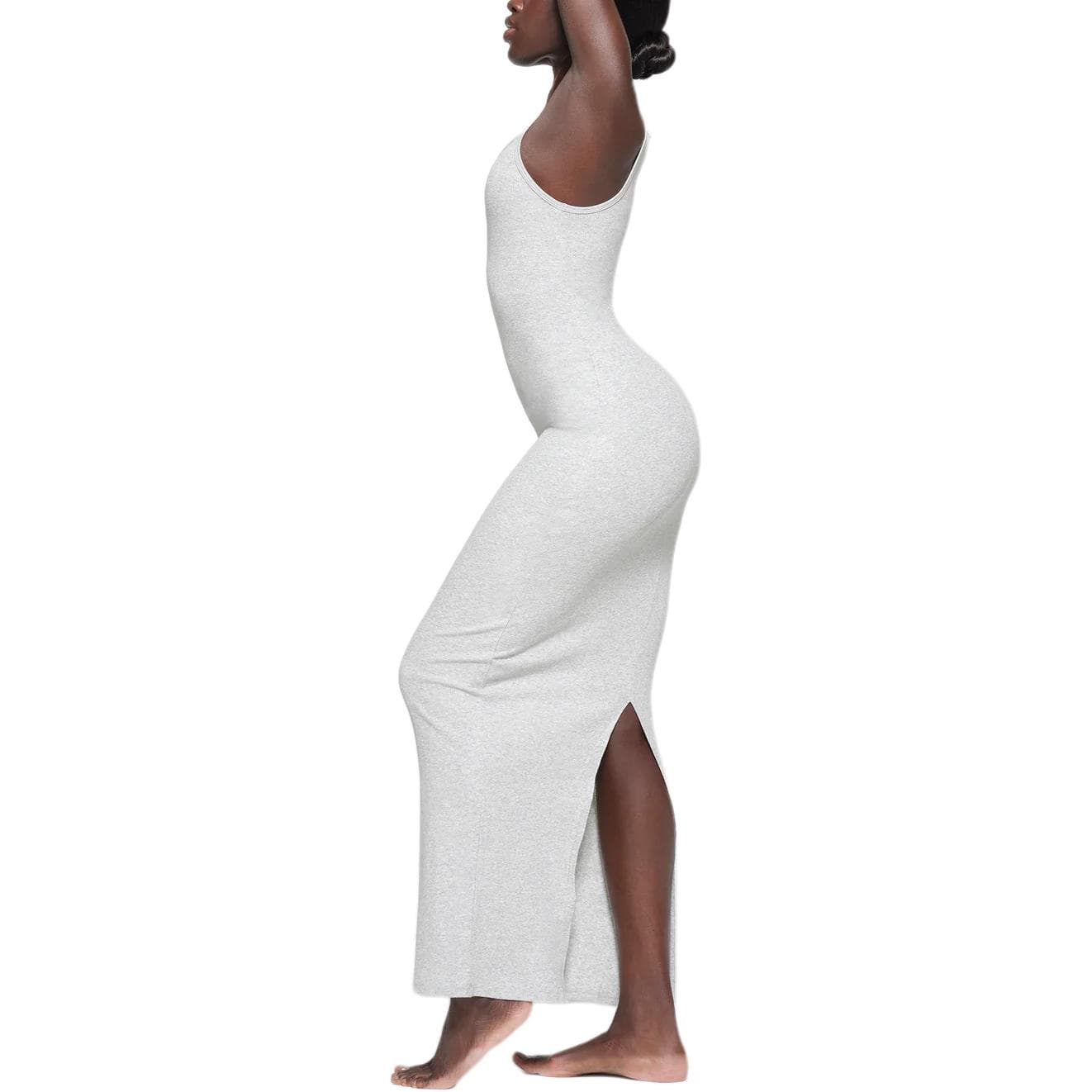 SKIMS Cotton Rib Long Cami Dress Light Heather Grey - изображение 4