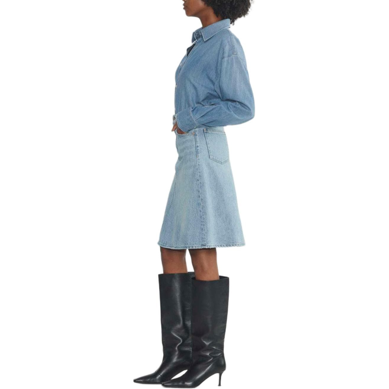 ARITZIA FW24 Деним FORUM Юбка из денима '90-х MIDI Женская BLEU Синий - изображение 5