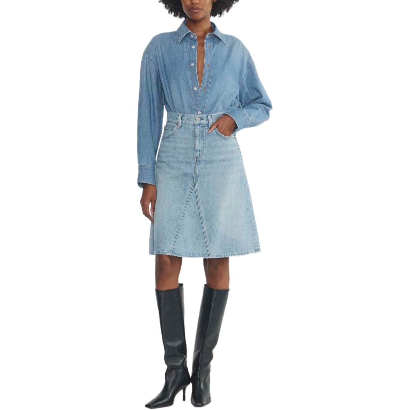 ARITZIA FW24 Деним FORUM Юбка из денима '90-х MIDI Женская BLEU Синий - изображение 3