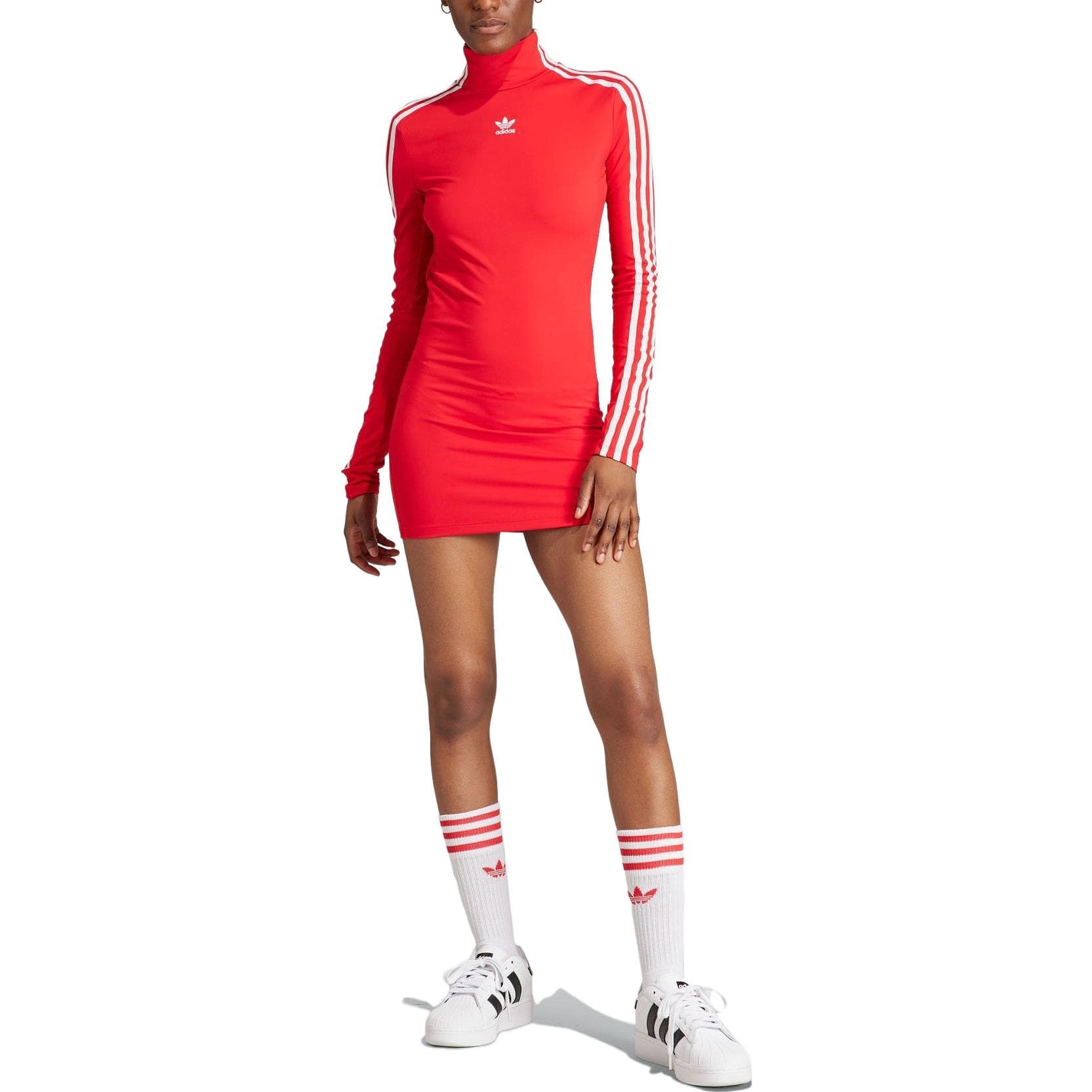 Платье Adidas Originals The Baddie Edit Красный Женские Длинные Платья с Рукавами - изображение 2