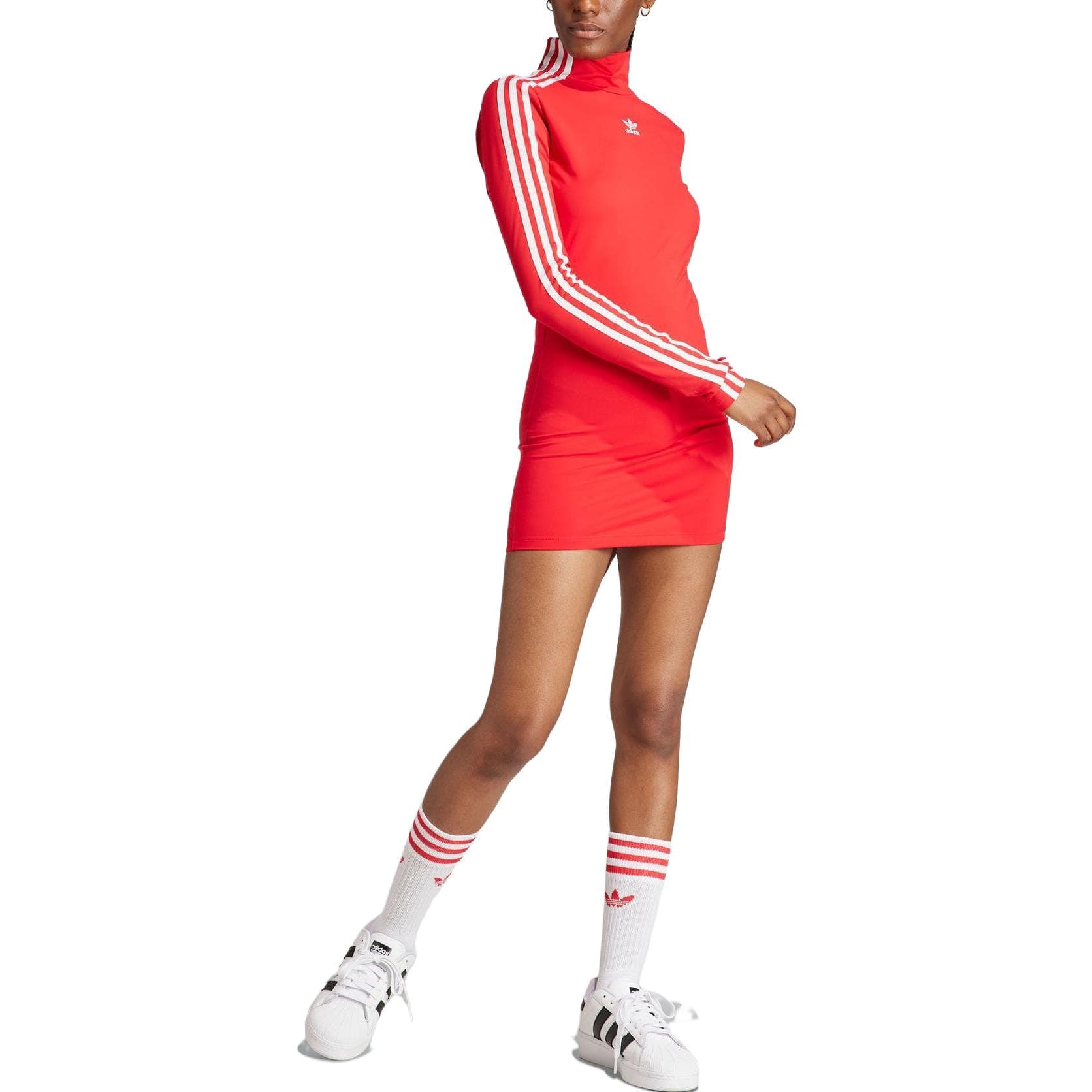 Платье Adidas Originals The Baddie Edit Красный Женские Длинные Платья с Рукавами - изображение 3