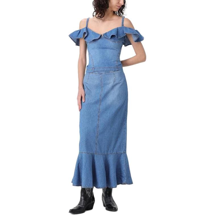 MOSCHINO Джинсовая длинная юбка женская синяя - изображение 3