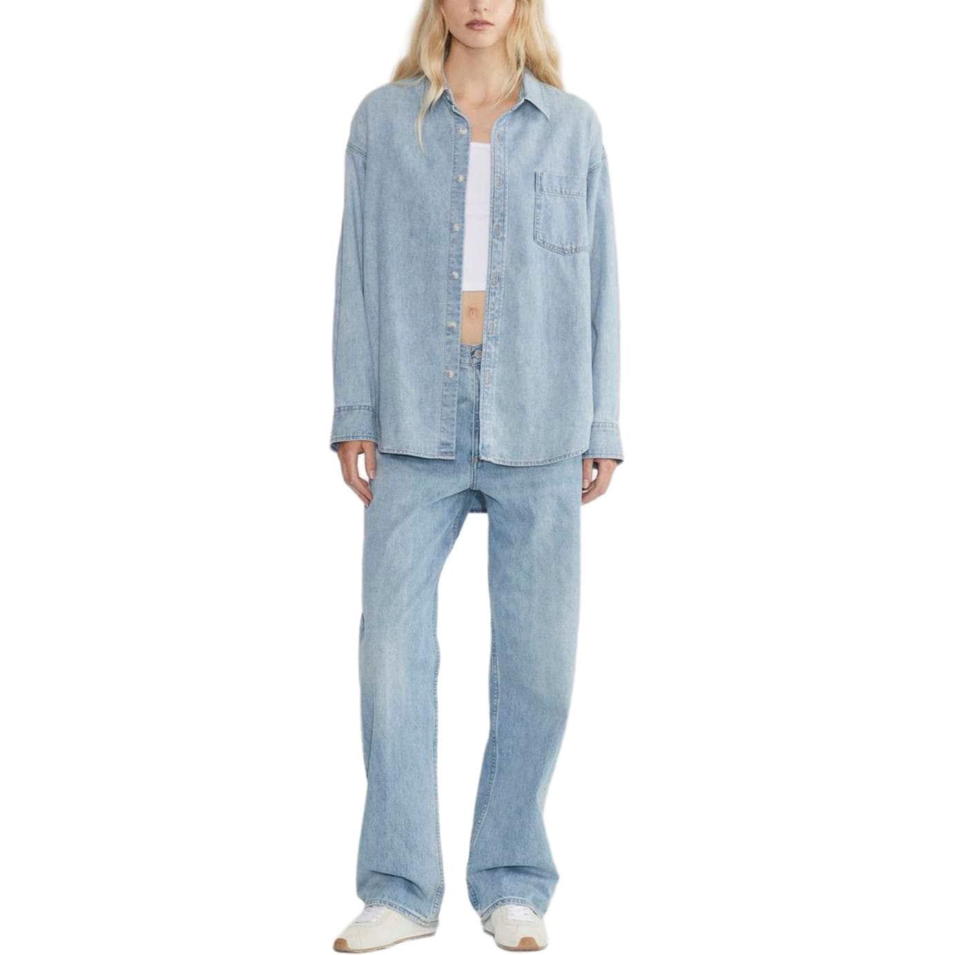 Блузка ARITZIA Деним FORUM 80-е Уютный Деним Рубашка Женская Pctr Ths BLEU Pctr Синий - изображение 3
