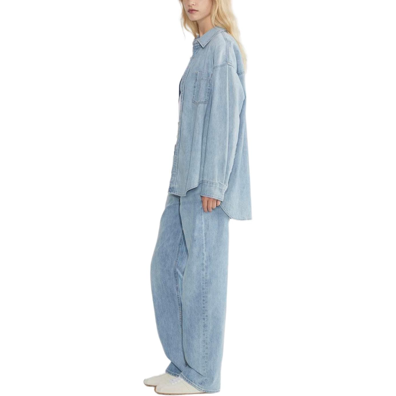 Блузка ARITZIA Деним FORUM 80-е Уютный Деним Рубашка Женская Pctr Ths BLEU Pctr Синий - изображение 5