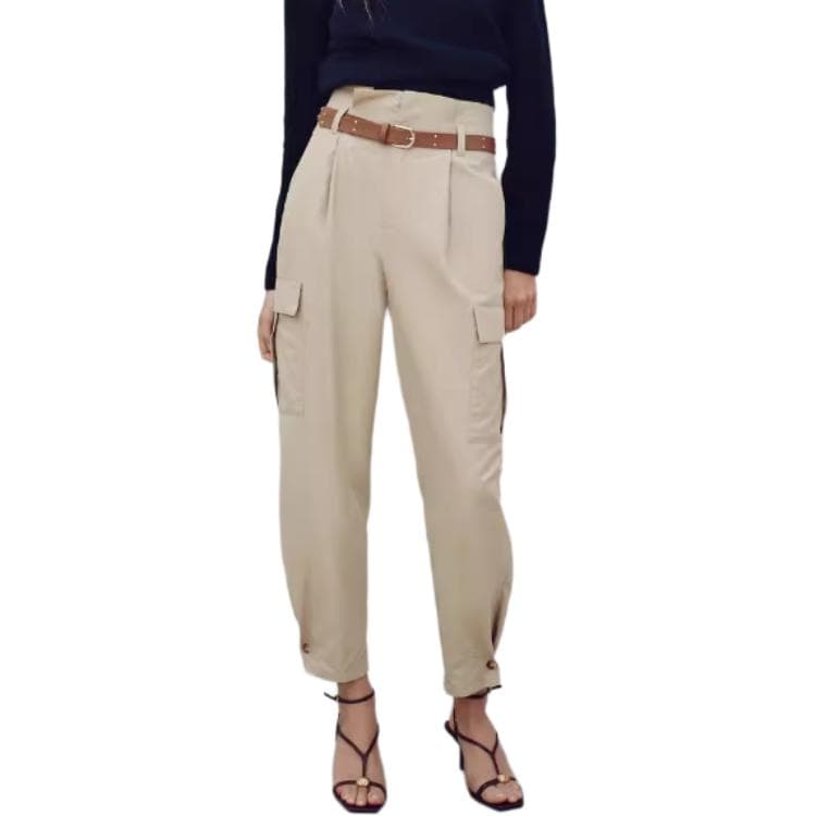 ZARA Карго Брюки Женские Светлый Хаки - изображение 3