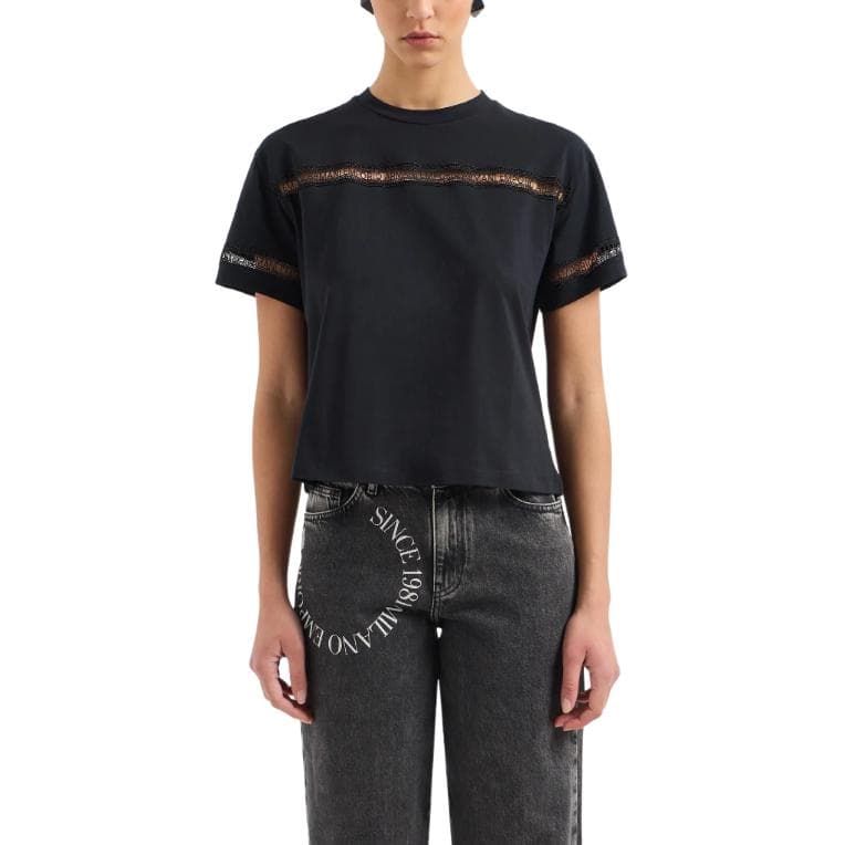 Футболка EMPORIO ARMANI T-рубашка женская черная - изображение 2