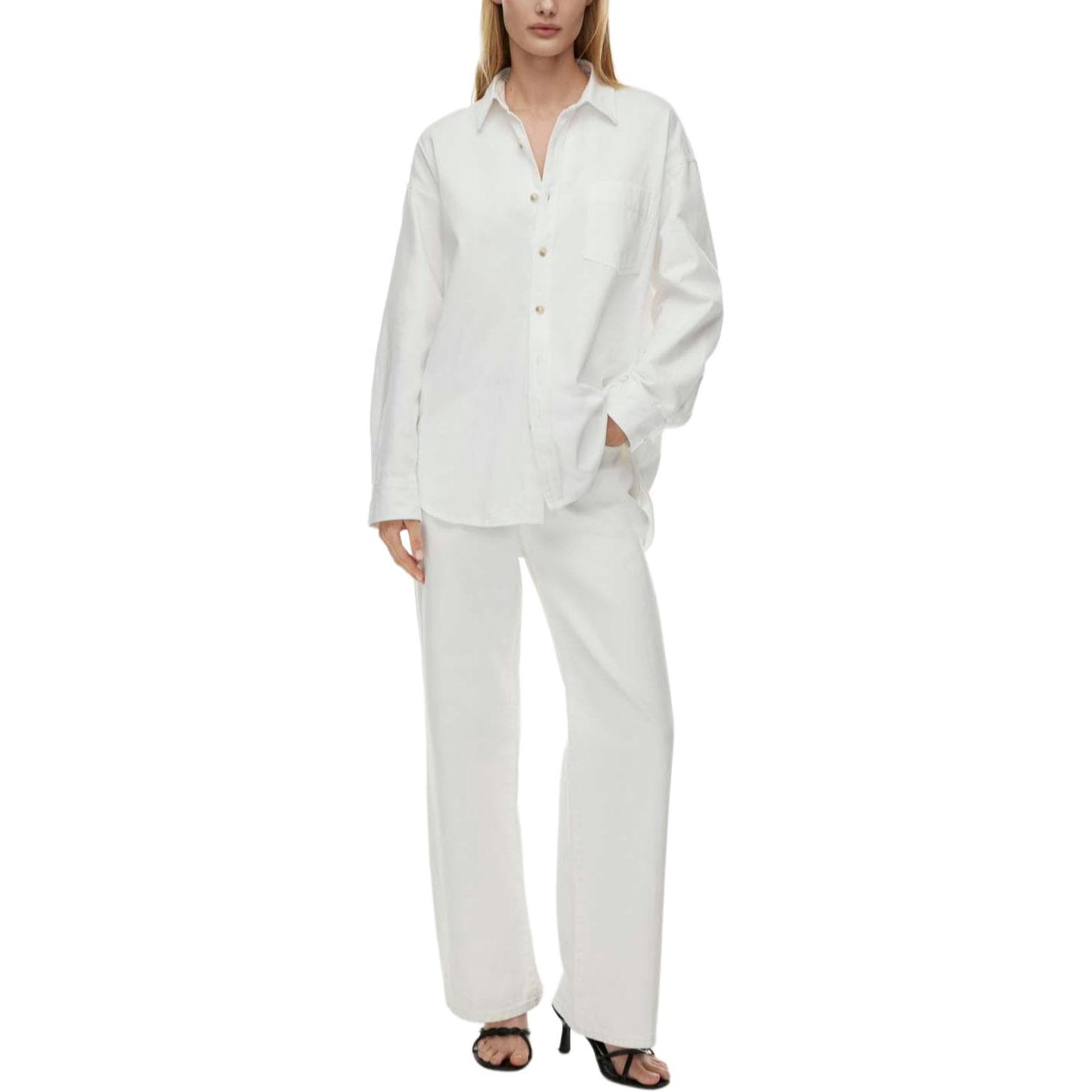 Блузка ARITZIA Деним FORUM 80-е Комфортный Деним Рубашка Женская Белый White - изображение 4