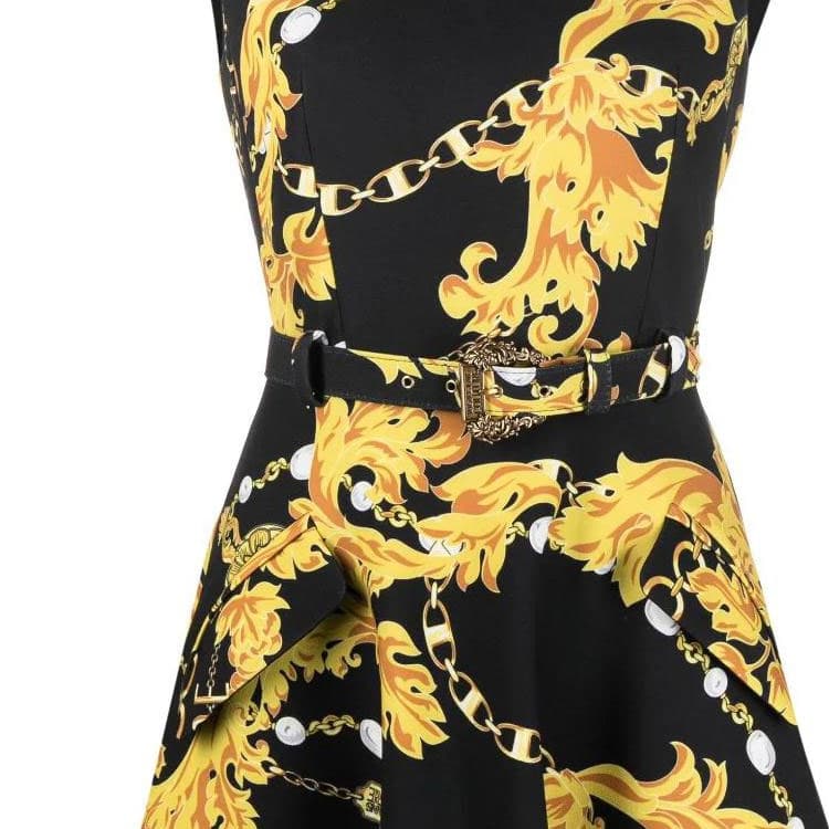 Платье Versace Jeans Couture SS23 Короткий Sleeved Платье Женские Черный - изображение 6