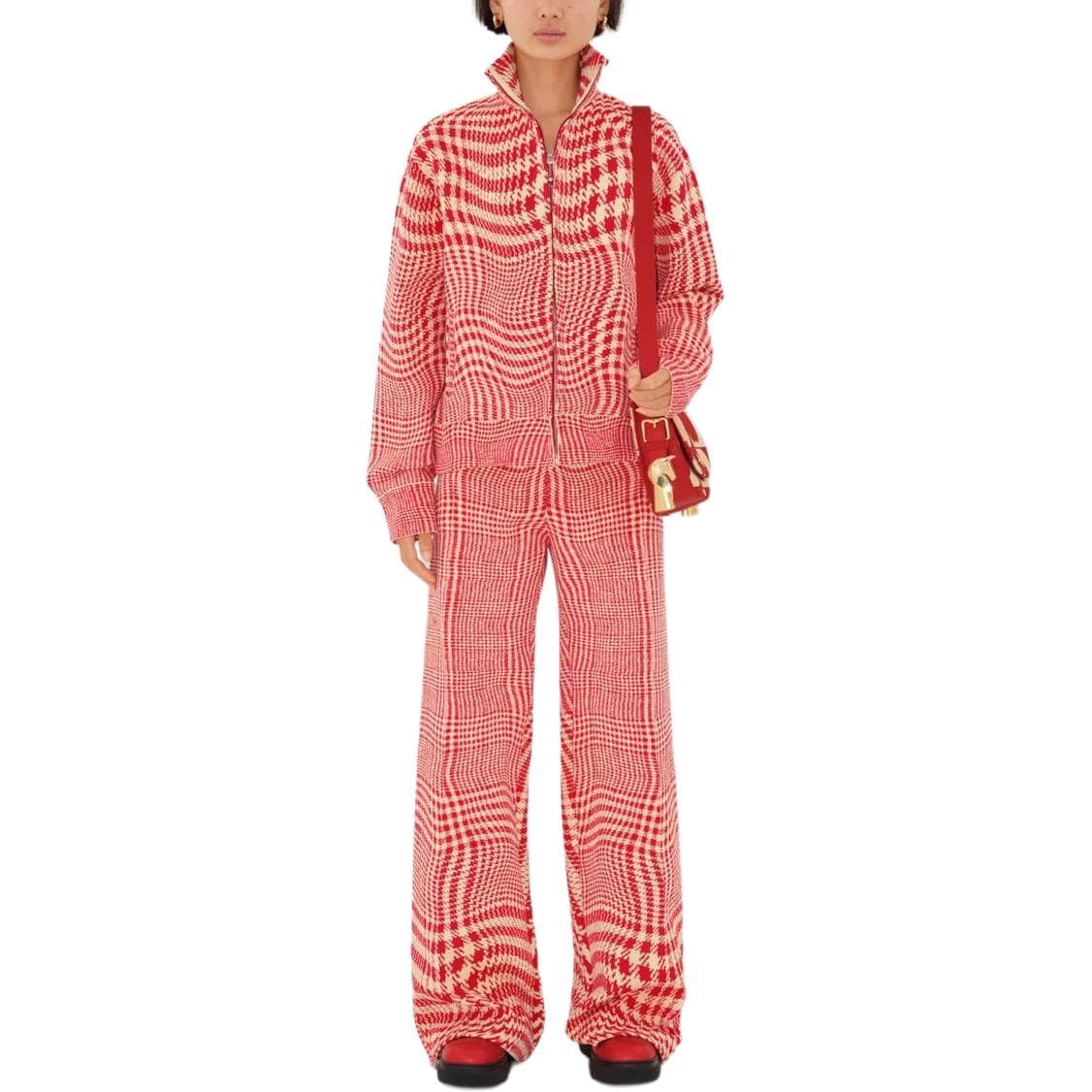 Штаны Burberry Warped Houndstooth Nylon Blend Track Pants - изображение 3