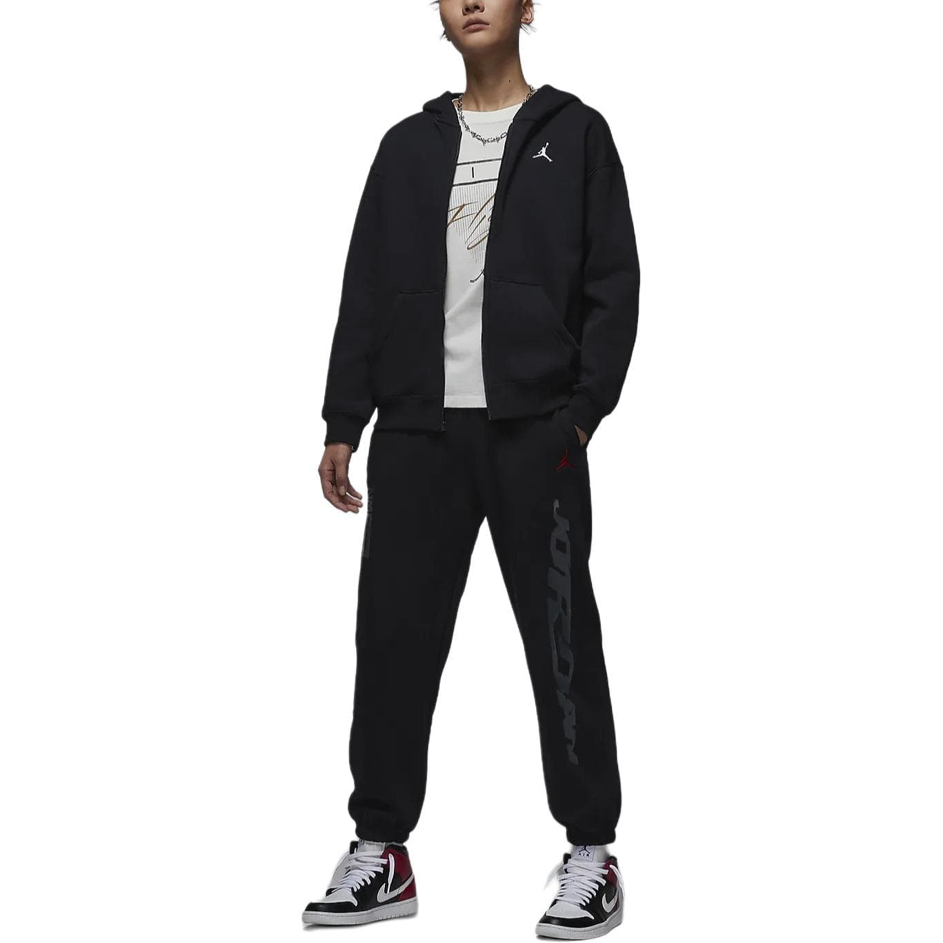 Штаны Jordan Brooklyn Fleece Lined Свободный крой Удобные Вязаные Тренировочные штаны Женские Черные - изображение 3