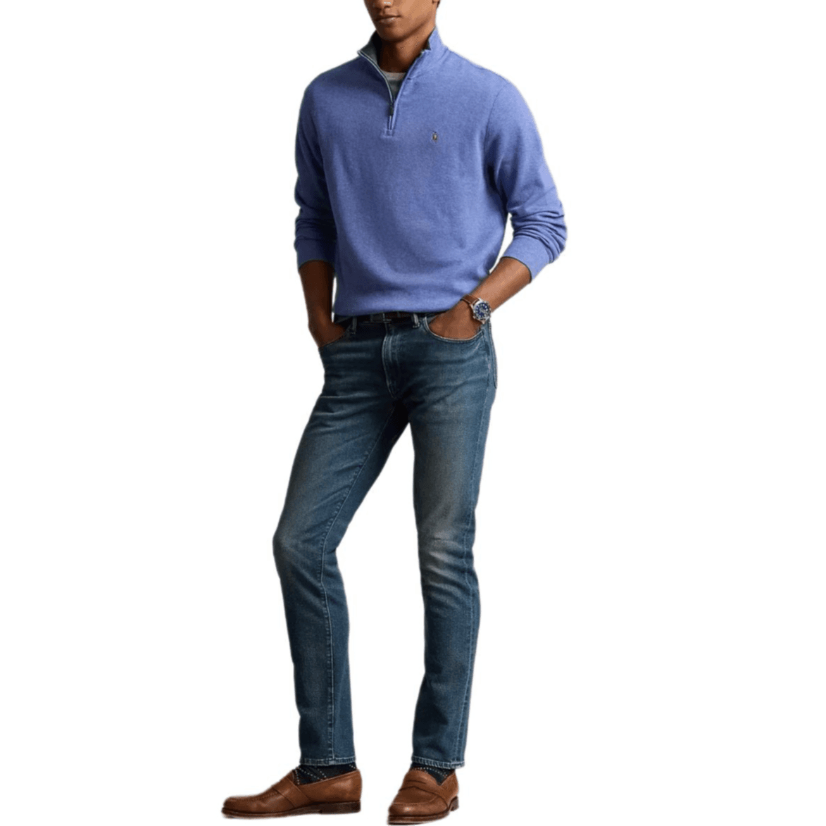 Худи Polo Ralph Lauren FW24 Толстовка мужская с эффектом потертости Королевский синий - изображение 2
