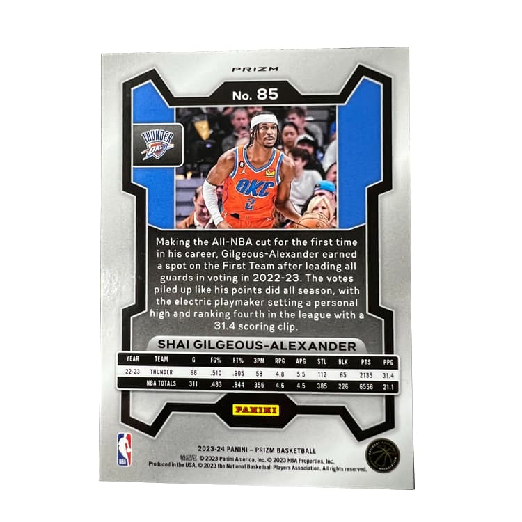Коллекционные карточки PANINI THUNDER Ядерный Шай Гилджус Александр Prizm Ледяной Треснение Ультра Странный Рефракция Игровая Карточка - изображение 2