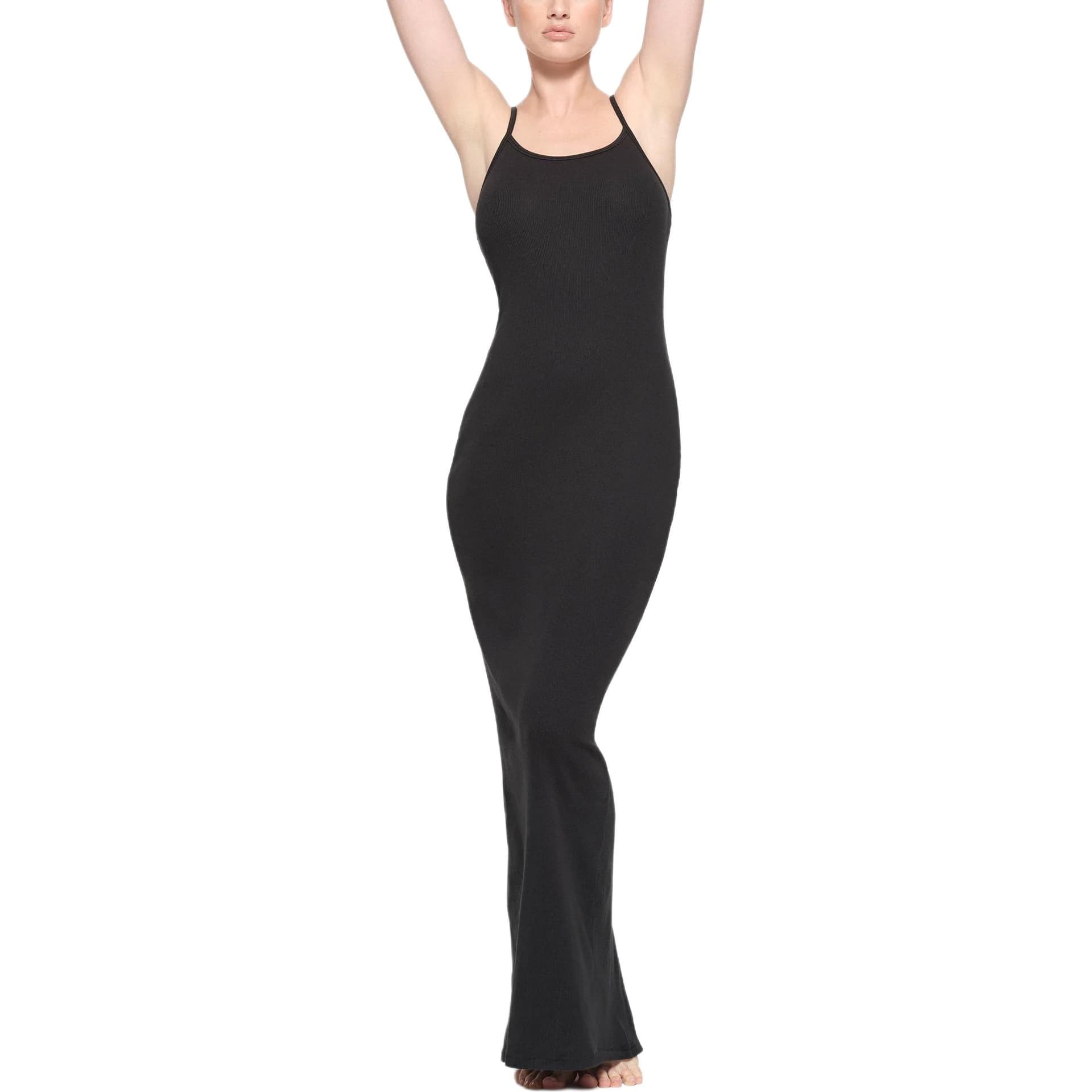 SKIMS Cotton Rib Long Cami Dress Soot - изображение 3