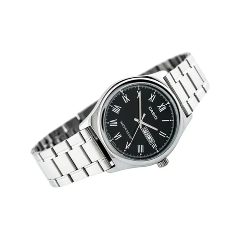 Часы Casio Винтаж Кварцевый Механизм Нержавеющая Сталь Шнуровка Часы Мужские Черный Циферблат - изображение 2