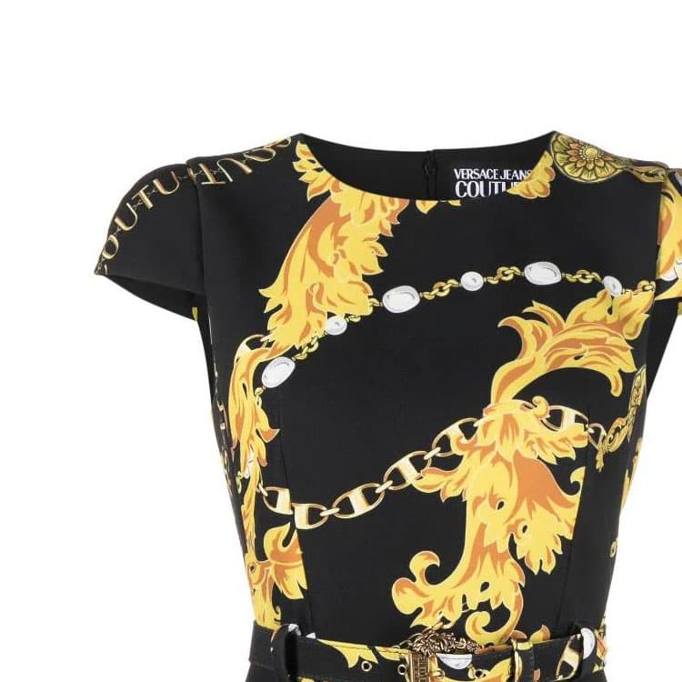 Платье Versace Jeans Couture SS23 Короткий Sleeved Платье Женские Черный - изображение 5