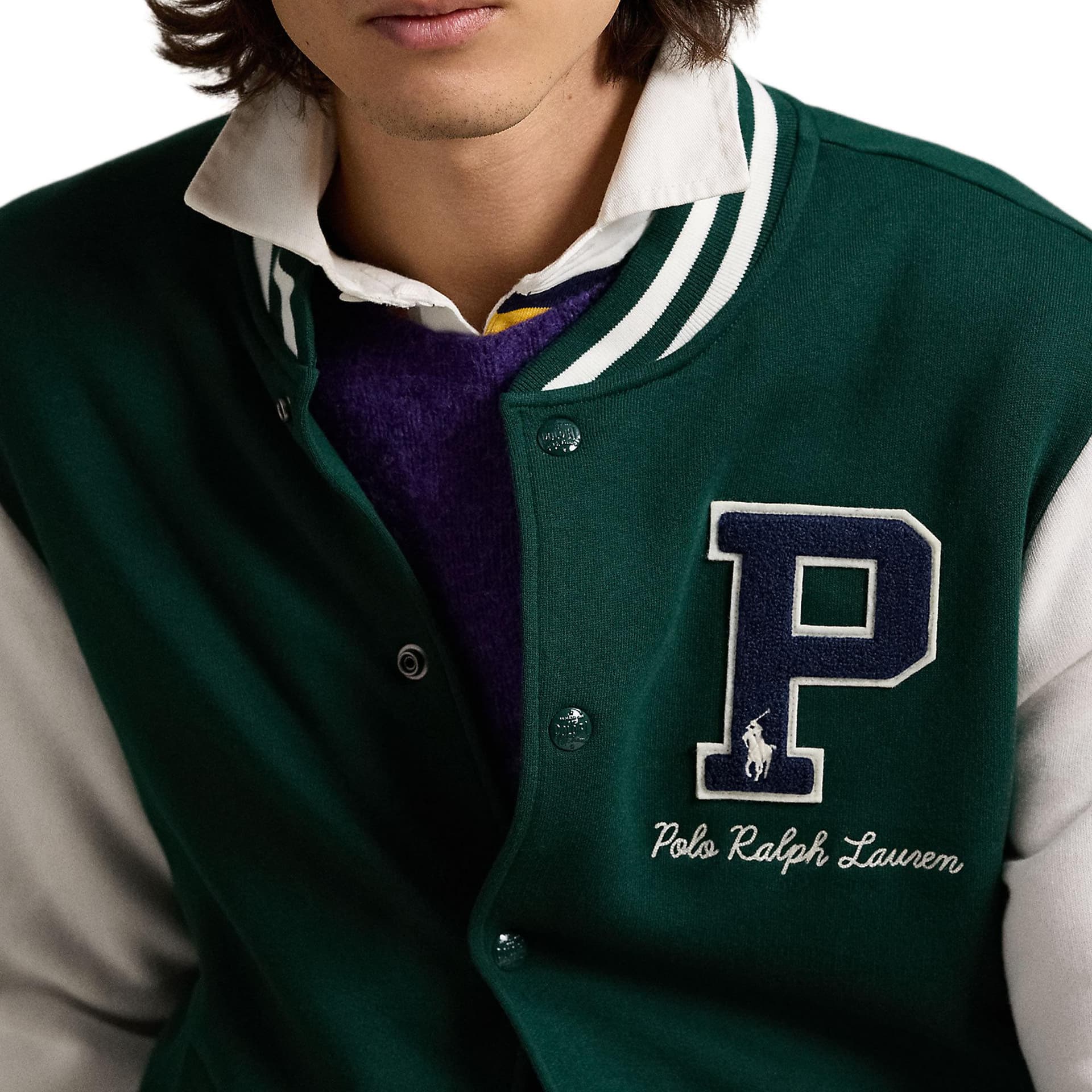 Бомбер Polo Ralph Lauren Бейсбольная куртка Мужская Многоцветная Зеленая - изображение 5
