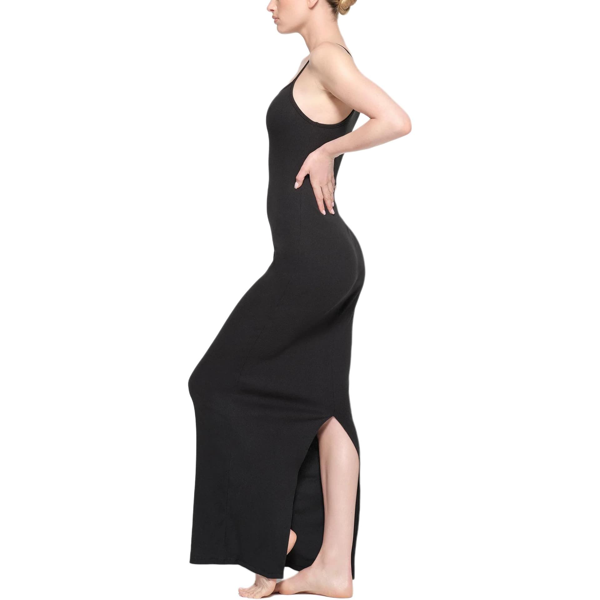 SKIMS Cotton Rib Long Cami Dress Soot - изображение 4