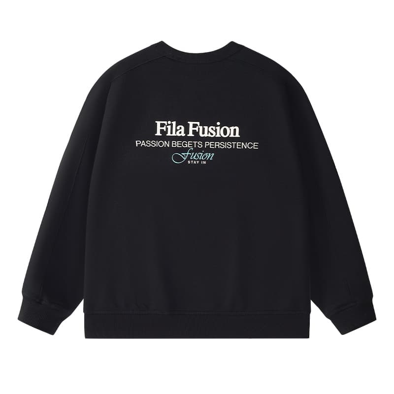 Худи FILA FUSION Мужская толстовка с круглым вырезом Черный - изображение 2