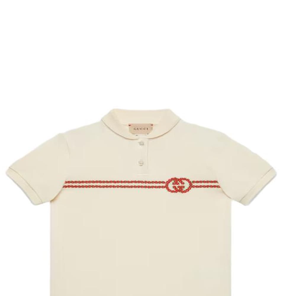 Футболка Gucci Logo Polo Kids Off-White - изображение 4