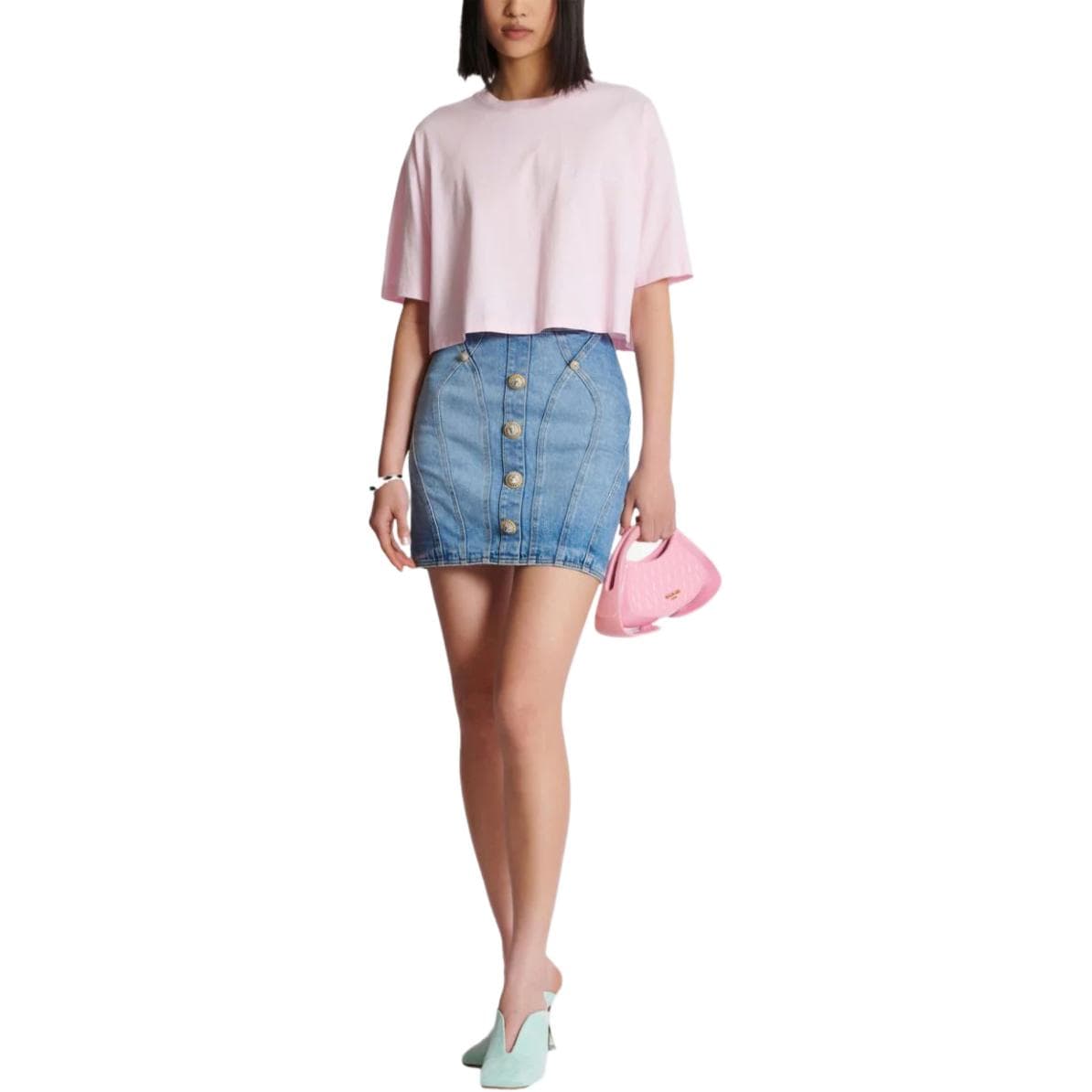 Футболка BALMAIN Розовые Женские Футболки - изображение 2