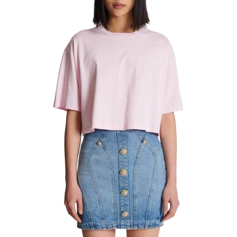 Футболка BALMAIN Розовые Женские Футболки - изображение 5
