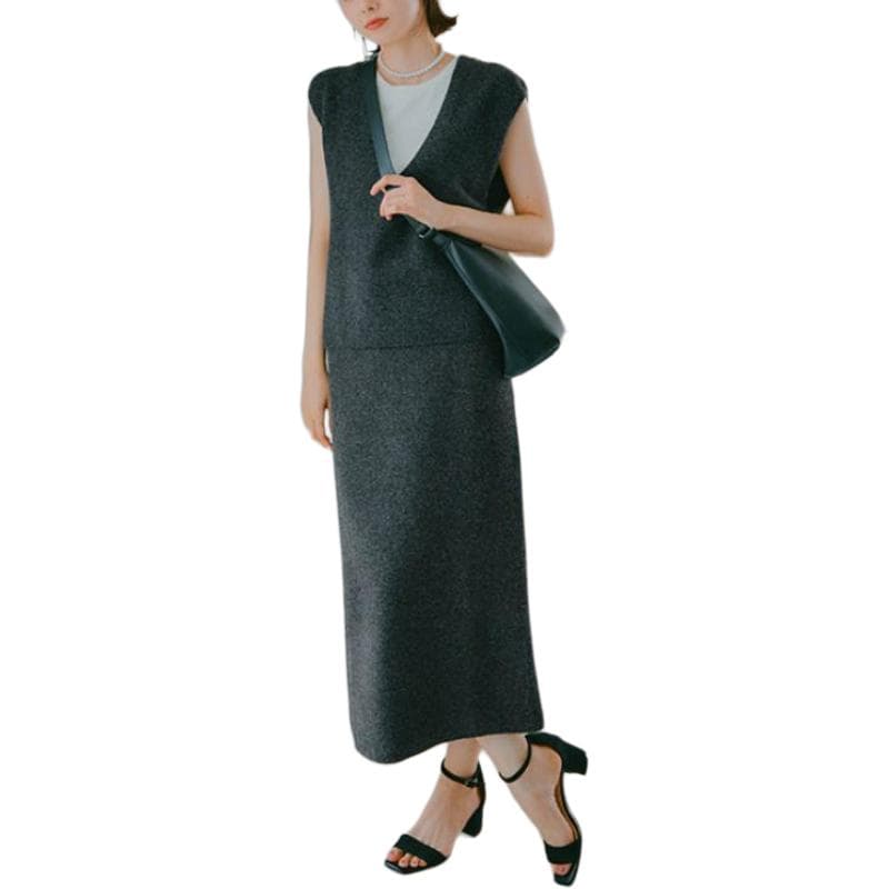 UNIQLO KNIT Длинная Юбка Женская Темно-Серый - изображение 5
