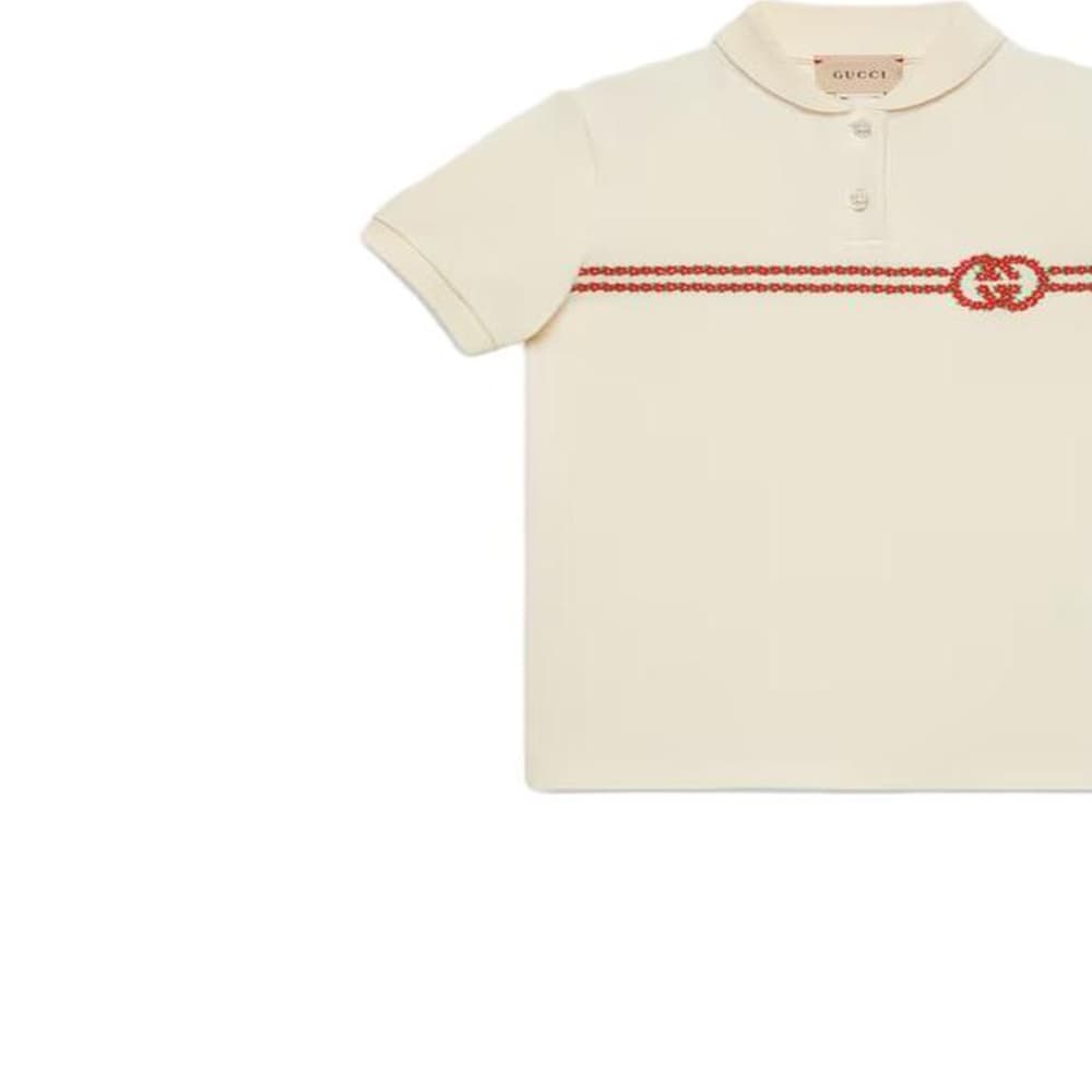 Футболка Gucci Logo Polo Kids Off-White - изображение 3
