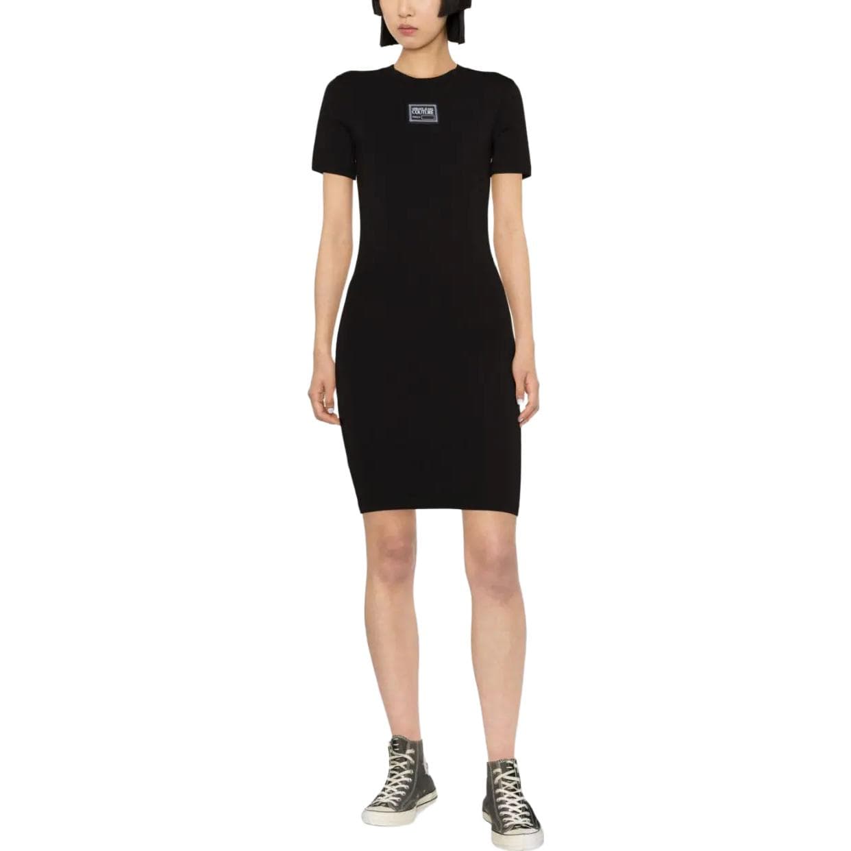 Платье VERSACE JEANS COUTURE SS23 Короткое платье с короткими рукавами женское черное - изображение 2