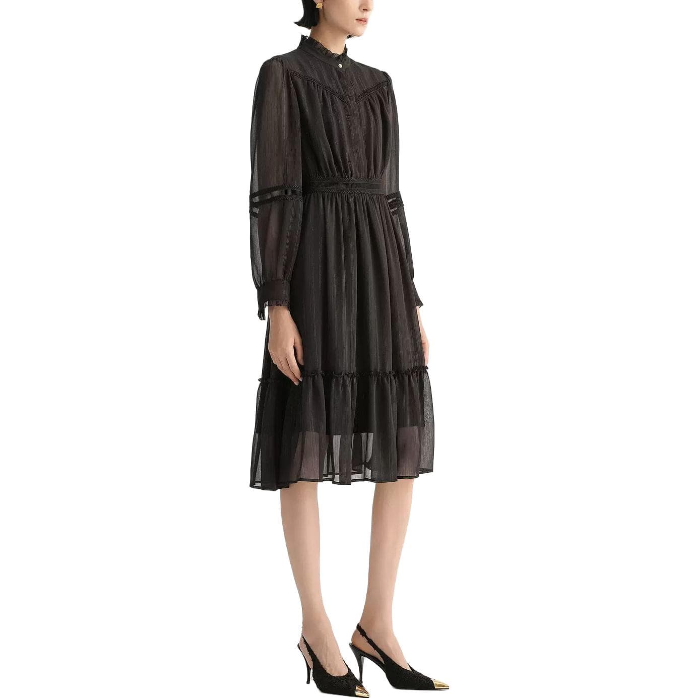 Платье KARL LAGERFELD Длинный Sleeved Платье Женские Черный - изображение 4