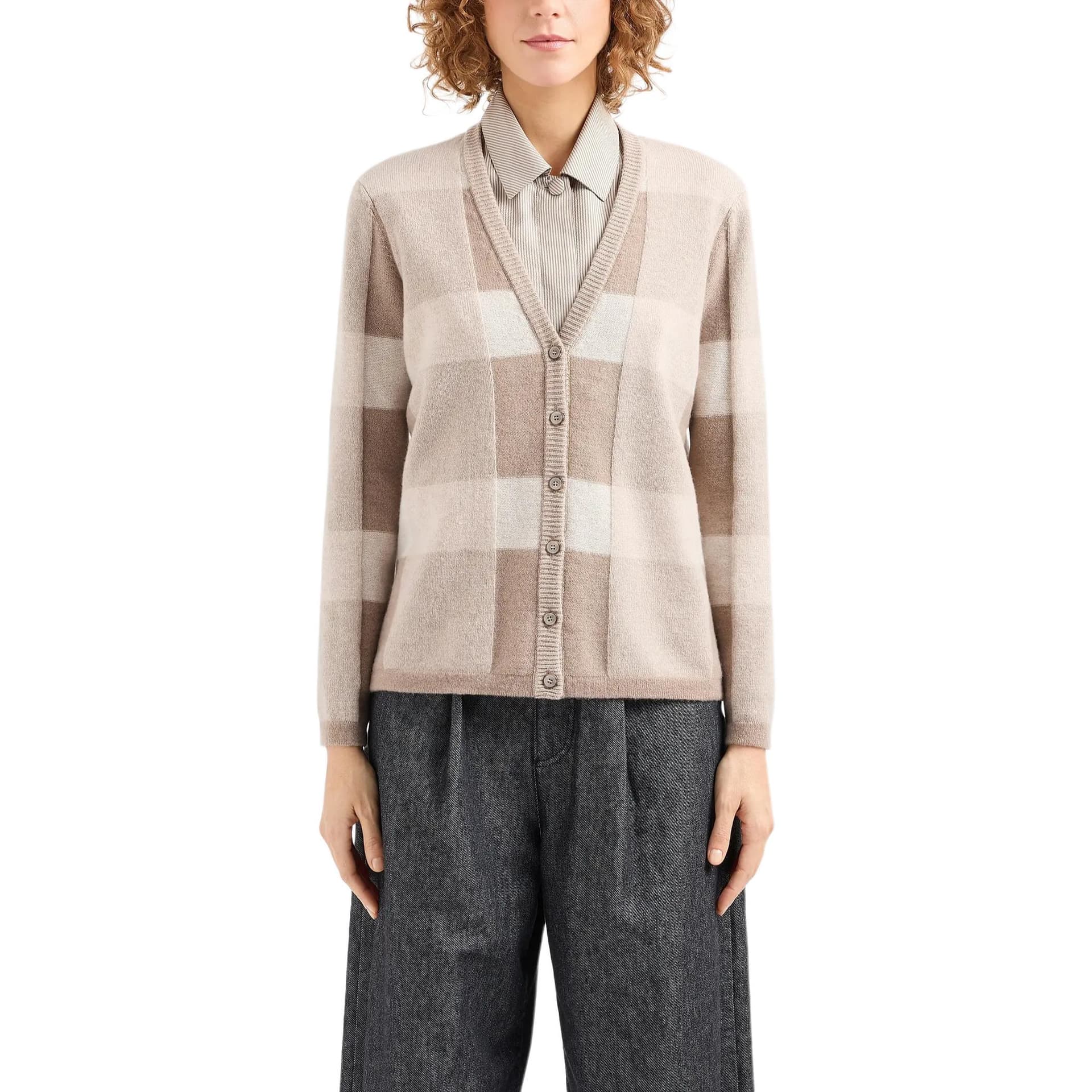 Кофта EMPORIO ARMANI FW24 Трикотаж Женский Бежевый - изображение 2