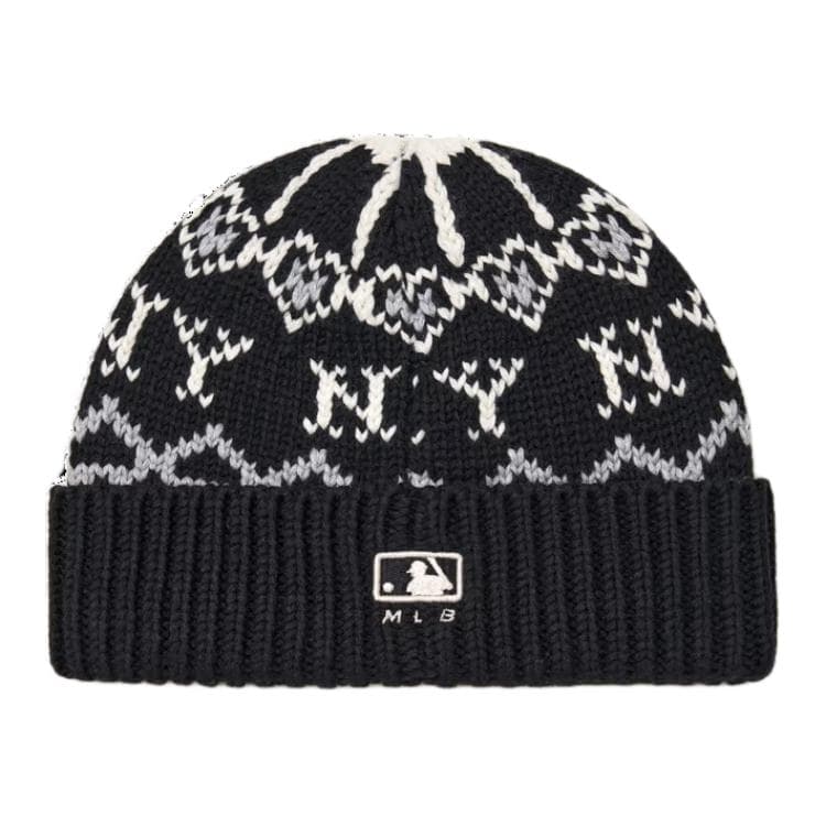 Шапка MLB Содержит Шерсть Вязаная Модель Шапка-бини Шляпа Унисекс Черный - изображение 2