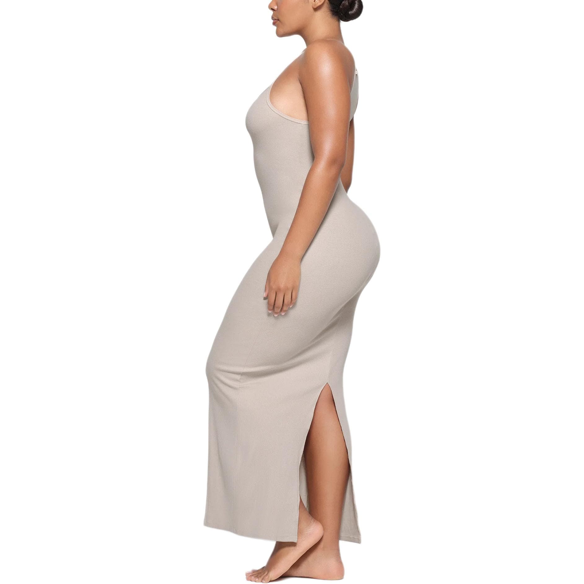 SKIMS Cotton Rib Long Cami Dress Stone - изображение 4
