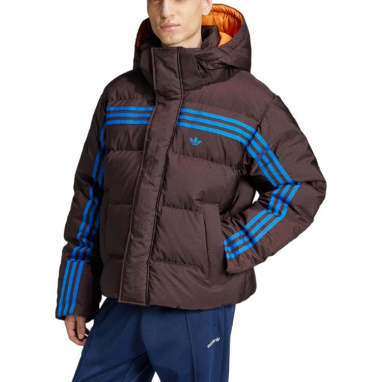 Зимняя куртка Adidas Originals 70s Премиум Пух Мужская Пуховая Куртка Темно-Серый Коричневый - изображение 3