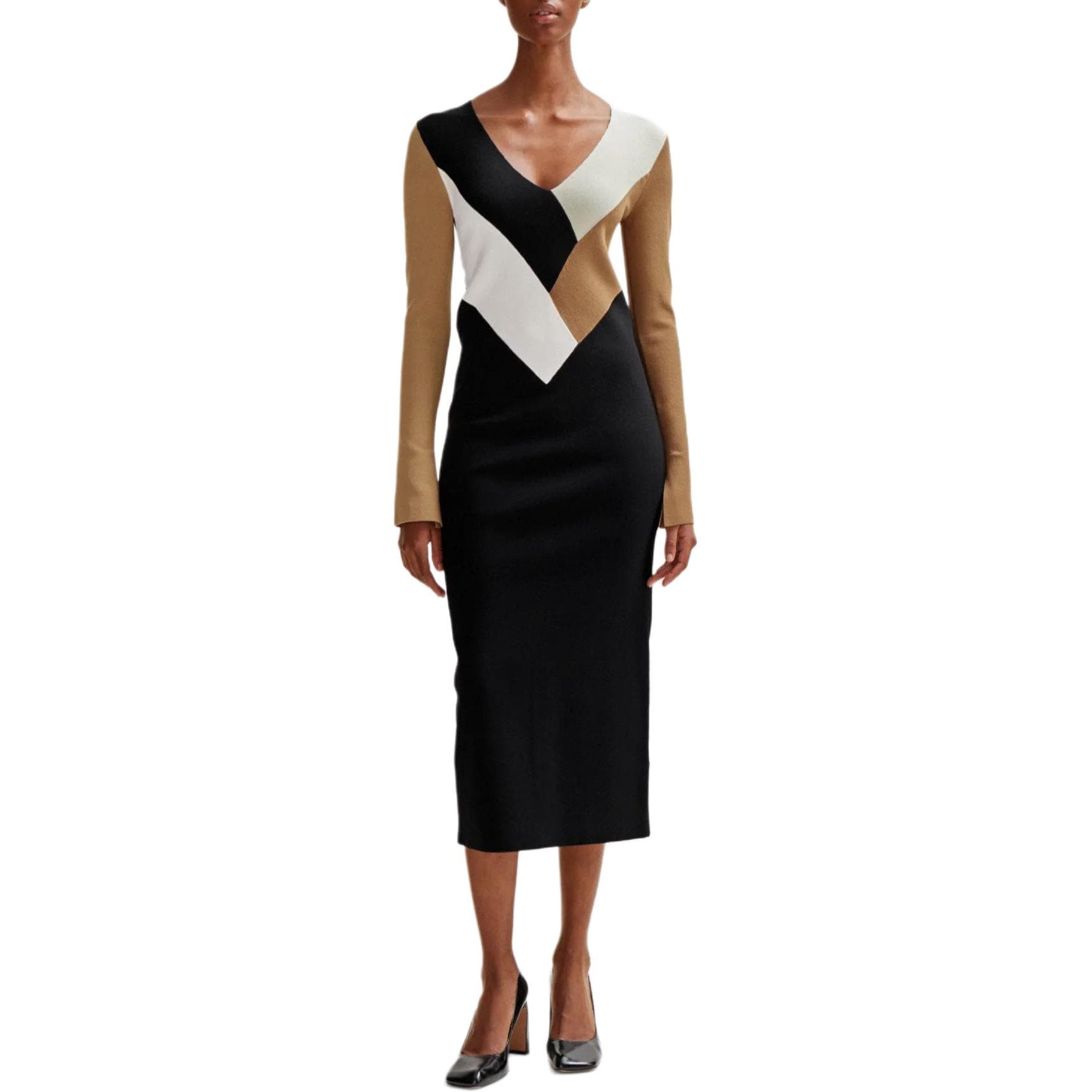Платье HUGO BOSS Knitted Dress With Ribbed Structure And V Neckline V - изображение 2