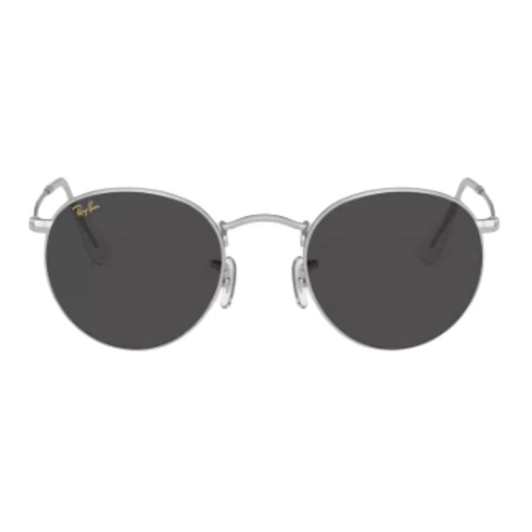 Солнцезащитные очки RayBan Логотип бренда Металлические Круглые Солнцезащитные очки Унисекс Серебряные - изображение 1