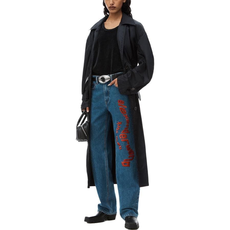 Джинсы alexander wang Ez Wavy Logo Jean In Denim - изображение 2
