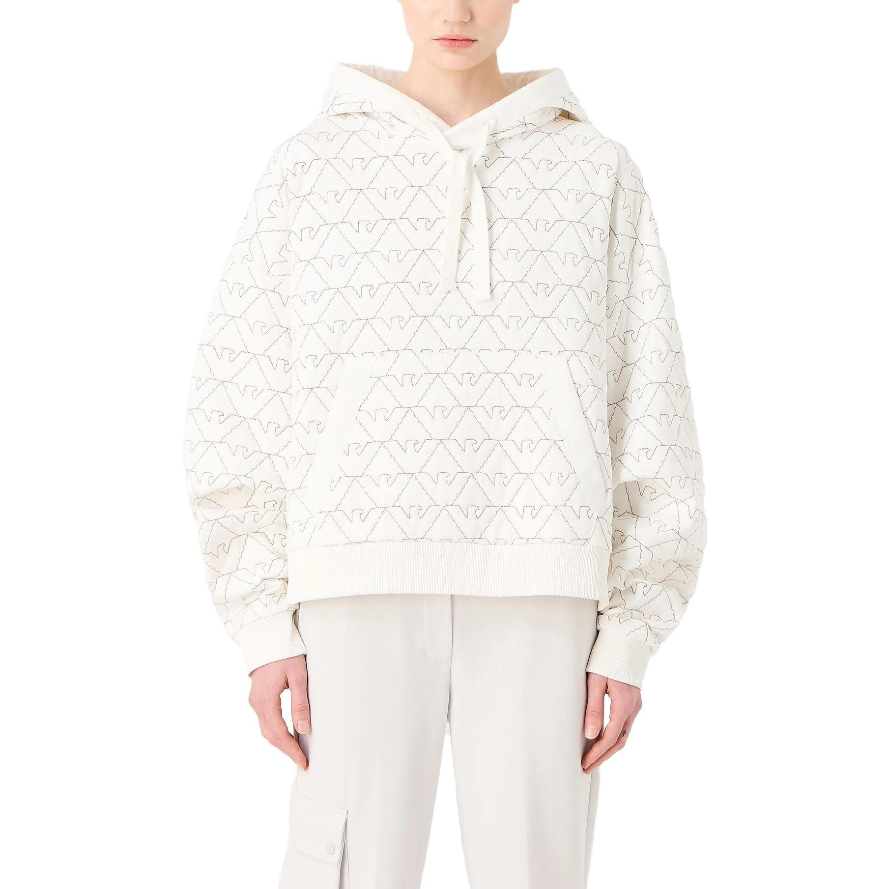 Худи EMPORIO ARMANI SS23 Толстовка Женская Белая - изображение 3