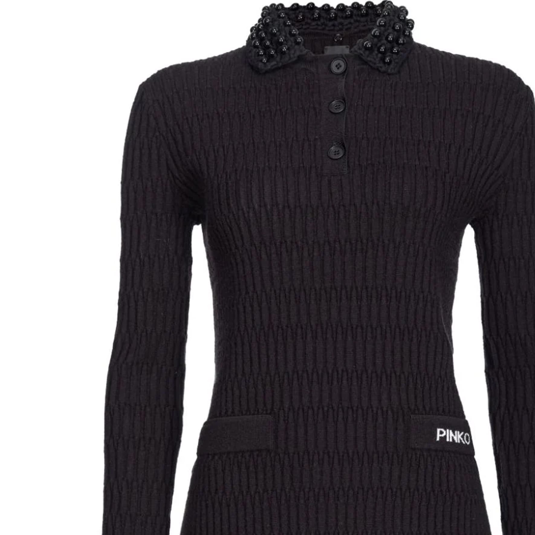 Платье PINKO FW24 Длинное платье с длинными рукавами женское черное - изображение 4