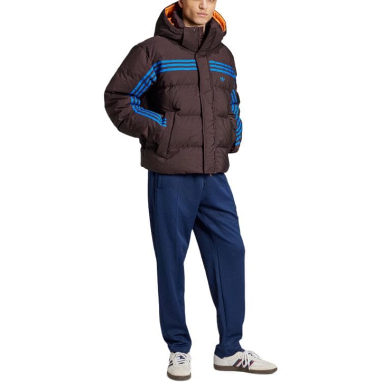 Зимняя куртка Adidas Originals 70s Премиум Пух Мужская Пуховая Куртка Темно-Серый Коричневый - изображение 2