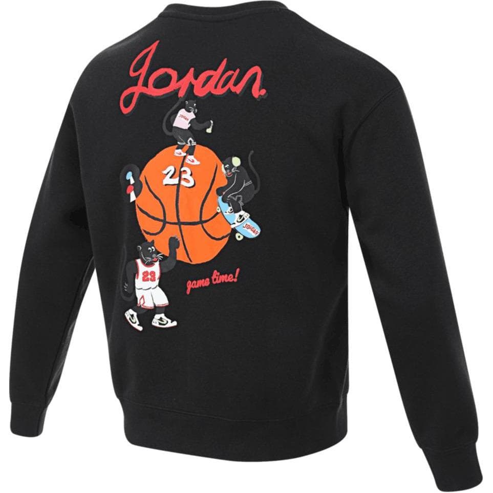Jordan Толстовка с круглым вырезом, удобный, мультяшный, черный, для подростков - изображение 2
