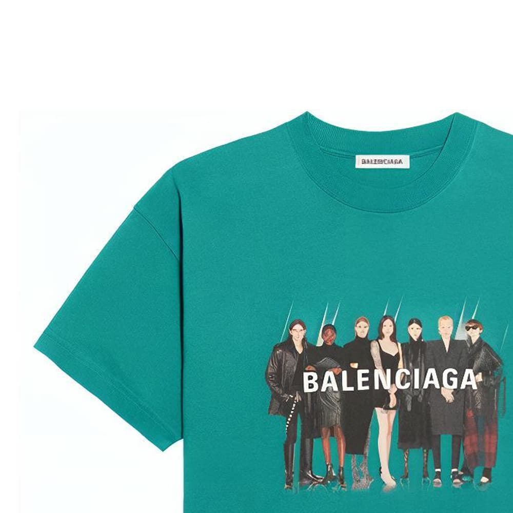 Футболка Balenciaga Vintage Band Portrait Logo T-Shirt Green - изображение 3