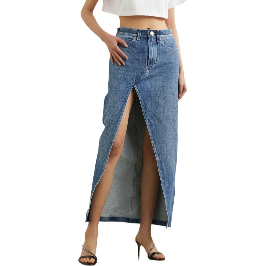 Alexander Wang SS24 Джинсовая длинная юбка женская синяя - изображение 3
