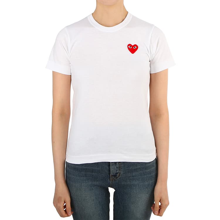 Футболка CDG Play Red Heart T-Shirt White - изображение 2