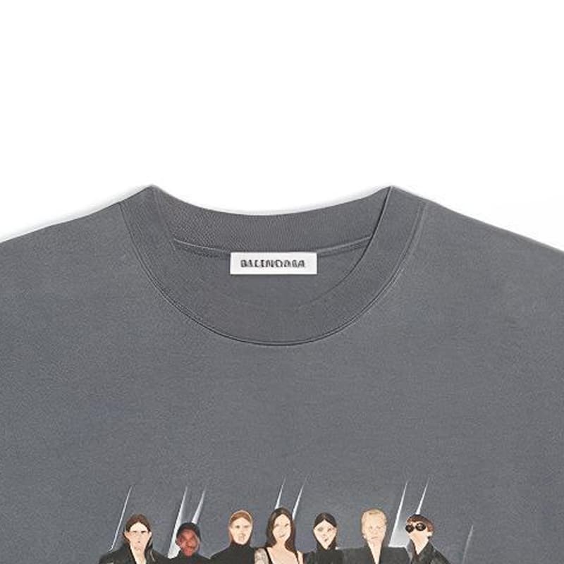 Футболка Balenciaga Band Portrait Logo T-Shirt Gray - изображение 13