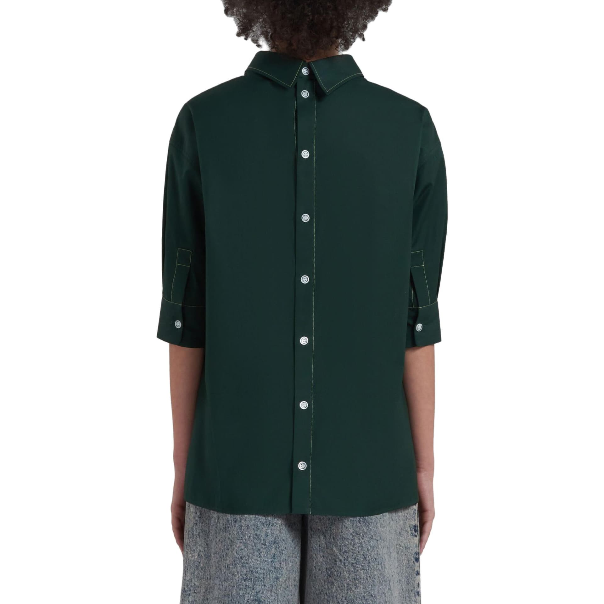 Блузка MARNI Green Bio Poplin Top With Ope - изображение 3