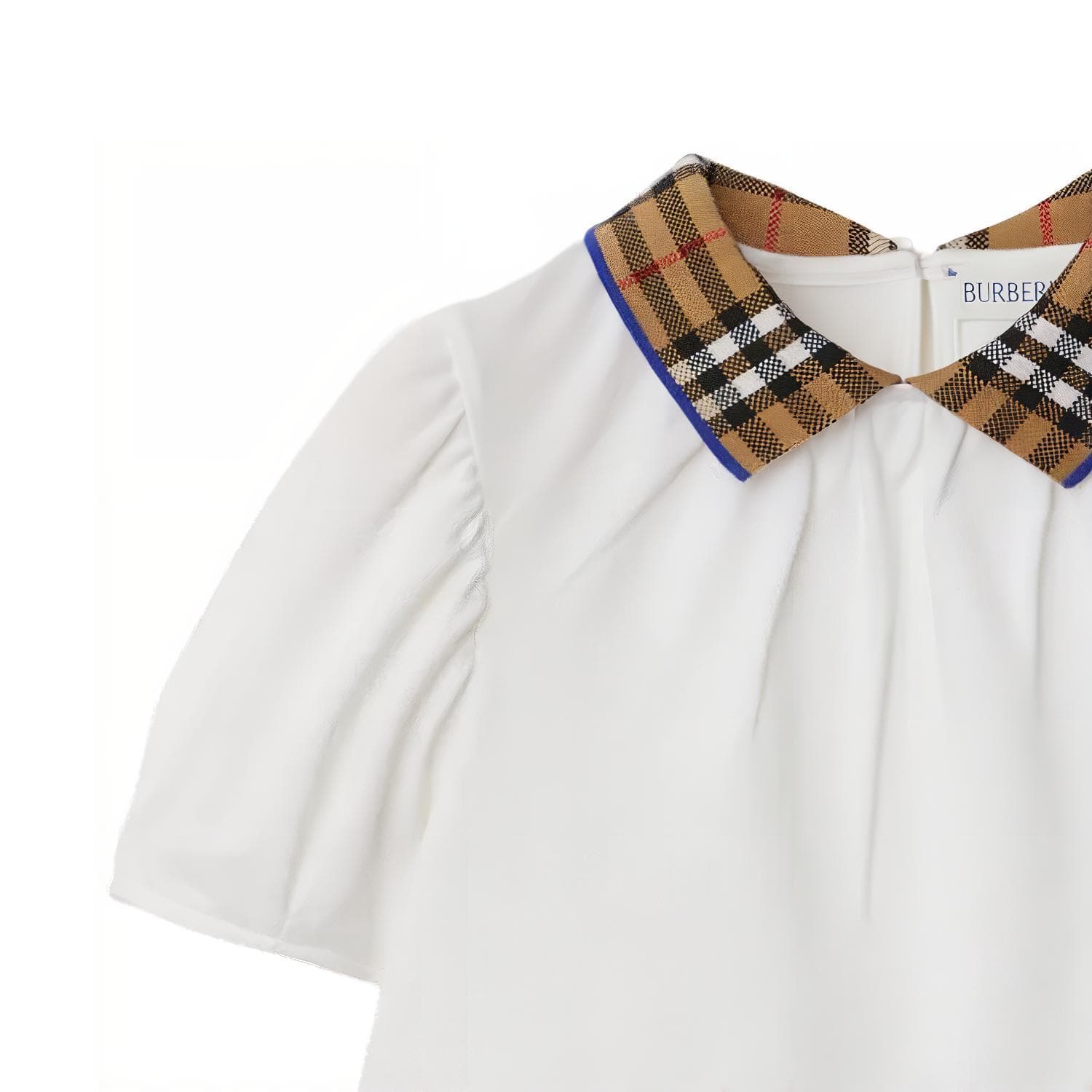 Футболка Burberry FW23 Colorblock Check Polo Shirt White - изображение 3