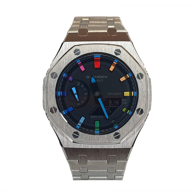 Часы Casio GA-2100-1A1 Silver Rainbow Blue - изображение 1