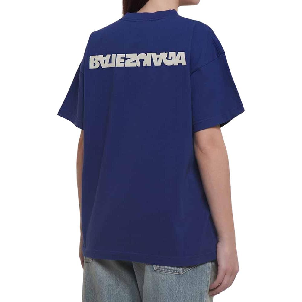 Футболка Balenciaga SS23 Logo Embroidered Tee Blue - изображение 4